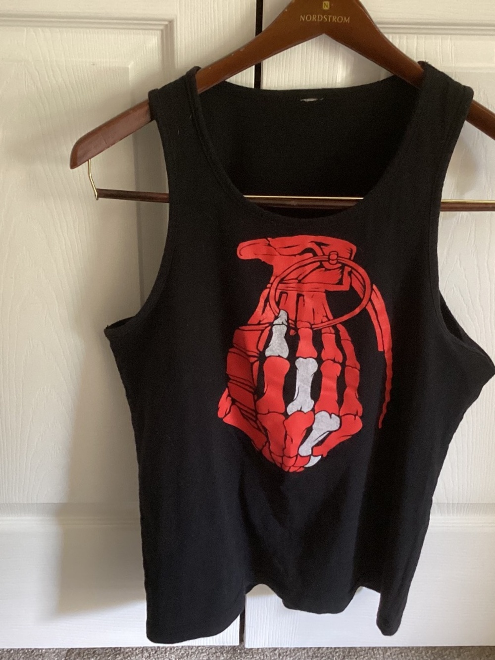 Black Unisex Tank Top by RANGERROAD Skeleton Holding a Grenade Scuba - No tag
